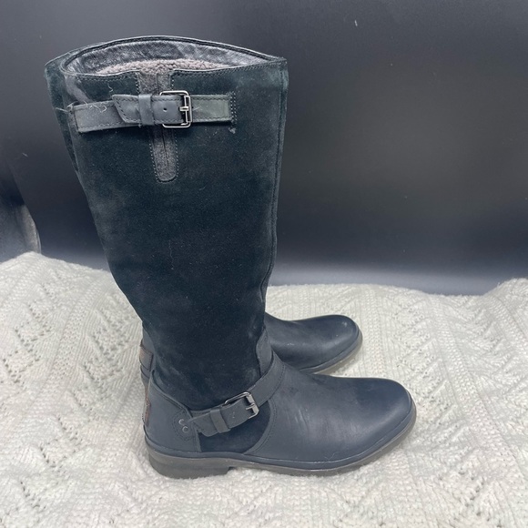 Ugg Women’s 6 Thomsen Black Suede Wool Leather Boot Winter Weatherproof Dry Rain - Picture 2 of 7